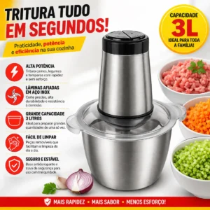 Multiprocessador Triturador Elétrico Carnes Legumes Inox 3l - Imagem 7