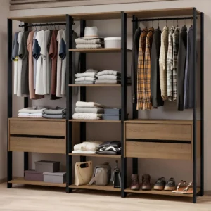 Guarda-roupa Closet Modulado Valencia 199cm Madesa Rp 02 Cor Rustic/Preto MDDR0300027K - Imagem 1