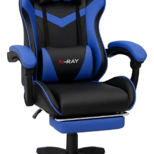 Cadeira Gamer Profissional Reclinável Apoio De Pés X-ray Cor Azul Material do estofamento Couro sintético - Imagem 3