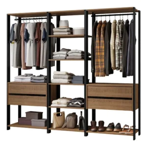 Guarda-roupa Closet Modulado Valencia 199cm Madesa Rp 02 Cor Rustic/Preto MDDR0300027K - Imagem 3
