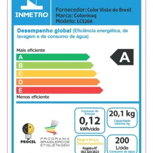 Tanquinho Lavadora Semi Automática Colormaq Ecomax Lcs 20kg Cor Prata - Imagem 8
