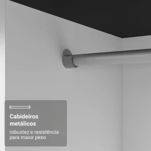 Guarda Roupa Denver Madesa Solteiro Armário Quarto 2 Port Correr Espelho P Cor Preto 10948N1E - Imagem 7