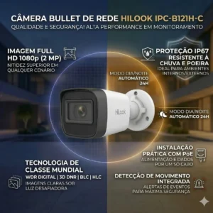 Câmera Residencial Infravermelho Ip Bullet Hilook By Hikvision Ipc-b121h-c(2.8mm) - Imagem 3