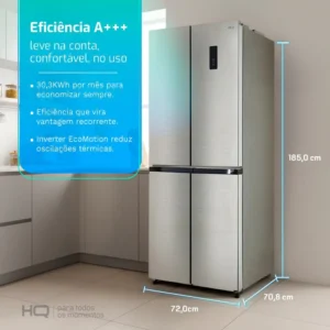 Geladeira Refrigerador Hq Frostfree Multidoor 426l Hq426mdff Inox - Imagem 3