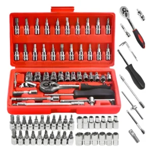 Kit 46 Ferramenta Jogo Chave Catraca Repara Moto Carros - Imagem 1