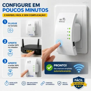 Repetidor De Sinal Wifi Roteador Wireless Amplificador Potente Sem Fio Turbo Cor Branco 1800mbps Longo Alcance Internet Porta Ethernet - Davely - Imagem 8