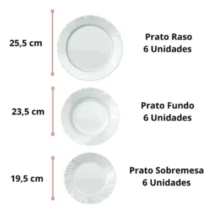 Aparelho De Jantar Pétala 24 Peças Duralex Opaline Cor Branco Liso - Imagem 2