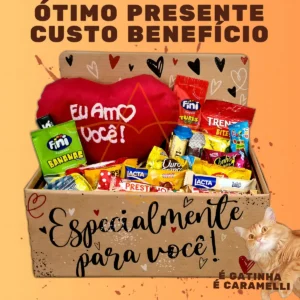 Cesta Com Chocolate E Coração De Pelúcia Presente - Imagem 7