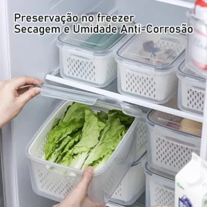 Kit 3 Organizadores Geladeira Alimentos Vegetais Com Tampas - Imagem 5