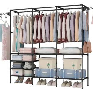 Cabideiro Arara Closet Roupas Sapateira Triplo Cor Preto - Imagem 2