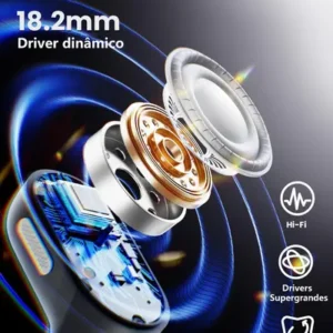 Fone de Ouvido Esportivo Bluetooth 6.0 Com Gancho Para Xiaomi Samsung iPhone Motorola Open Ear IPX7 À Prova D'Água 68h Bateria Para Corrida Academia Com Microfone Carregamento USB‑C Cor Preto - Imagem 5