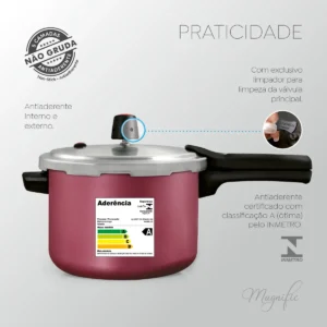 Panela De Pressão Panelux 4.5l Fechamento Externo Cor Cereja - Imagem 5
