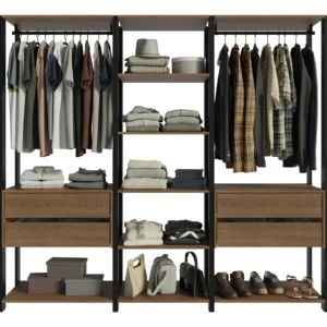 Guarda-roupa Closet Modulado Valencia 199cm Madesa Rp 02 Cor Rustic/Preto MDDR0300027K - Imagem 8