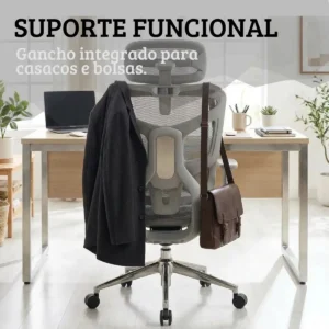 Cadeira Escritório Ergonômica Presidente Rija Diamond Cinza Tela Mesh - Imagem 8