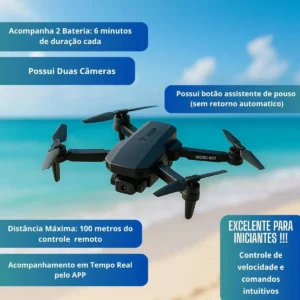 Drone Mini Pro 2 Baterias Com Câmera E Aplicativo Para Acompanhamento Em Tempo Real Completo Com Assistente De Pouso E Sensores + Peças De Reposiçao E Maleta De Transporte Drone Preto - Imagem 3