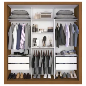 Guarda Roupa Casal Costa Rica Espelho 3 Portas Com Espelho 4 Gavetas Sallêto Móveis Cor Cinamomo/Off-White - Imagem 5