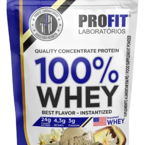 100% Whey - Isolado E Concentrado Refil 900g - Profit Sabor Baunilha - Imagem 1