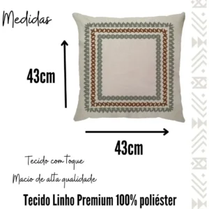 Kit 4 Capas De Almofada Linho Folhas Terracota Luxo 43x43cm Cru Estampada Folhagens - Imagem 6