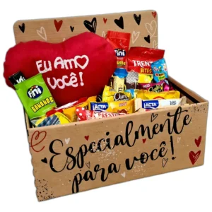 Cesta Com Chocolate E Coração De Pelúcia Presente - Imagem 2
