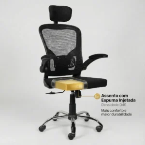 Cadeira Escritório Ergonômica Ajuste Lombar Laudo NR-17 Giratória Office Estofado Tecido/mesh Marca Brin7 Modelo B7-001-PT - Imagem 6