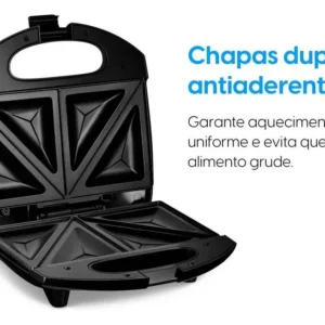 Sanduicheira Fast Time Elgin 800w Placas Duplas Preto - Imagem 3