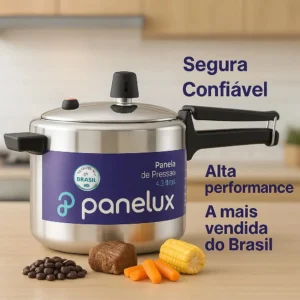 Panela de Pressão 4,5L Panelux Classic Alumínio Polido Inmetro Alça Ergonômica Fogo Médio - Imagem 4