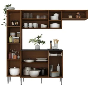 Armário De Cozinha Compacta Smart Multimóveis Mp2183 Cor Madeirado/Preto - Imagem 6