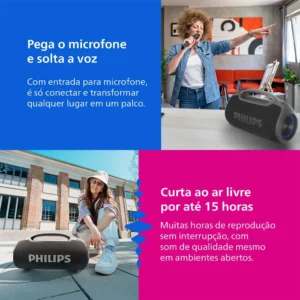 Caixa De Som Philips Boombeat / Boombox 200w Ip66 Bluetooth Power Bank Cor Preto - Imagem 5