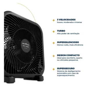 Ventilador Circulador Britânia 30w 3 Velocidades Bca25a Estrutura Preto Pás Preto Diâmetro 23 cm Frequência 60Hz Material das pás Plástico - Imagem 5