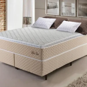 Cama Box King Size Alford 193x203x66 Bege C/ Molas Ensacadas - Imagem 1