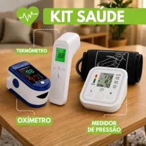 Kit Monitor de Pressão Digital e Oxímetro com Termômetro Infravermelho para Testas - Imagem 2