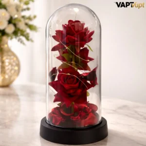 Rosa Eterna Vermelha Em Cúpula Iluminada Presente Dia Das Mães E Dia Dos Namorados Decoração Romântica Delicada Vapt Vupt - Imagem 3