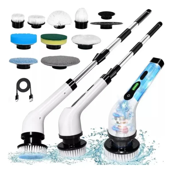Escova De Limpeza MOP Elétrica 9 Em 1 Multifuncional Giratória Recarregável Cozinha Banheiro Esfregão Multiuso Rotatória Magica 360° Sem Fio Marca POP Imports