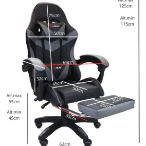 Cadeira Gamer Profissional Reclinável Apoio De Pés X-ray Cor Azul Material do estofamento Couro sintético - Imagem 8
