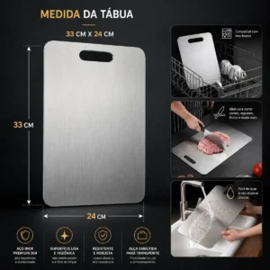 Tábua De Corte De Titânio Inox Cozinha Taboa Churrasco Carne - Imagem 4