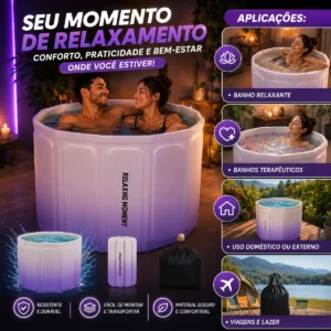 Banheira Dobrável Adulto Crianças Viagem Casa Spa Relaxante - Imagem 3