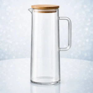 Jarra De Vidro Borossilicato 1,2 L Com Tampa Bambu Vedação Hermética Para Sucos Água Pítia - Imagem 3