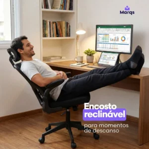 Cadeira Escritório Presidente Ergonômica NR17 Marqs Home Arcanis Preta com Apoio Lombar e Encosto Mesh Premium - Imagem 8