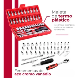 Kit 46 Ferramenta Jogo Chave Catraca Repara Moto Carros - Imagem 6