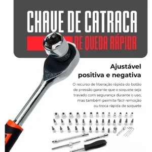 Kit 46 Ferramenta Jogo Chave Catraca Repara Moto Carros - Imagem 8