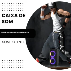Caixa de Som Bluetooth Caixinha Grande 2 Altos Falantes 10w-hz 5.0 Boombox Com Radio Fm E Entrada Usb Pendrive - Imagem 5