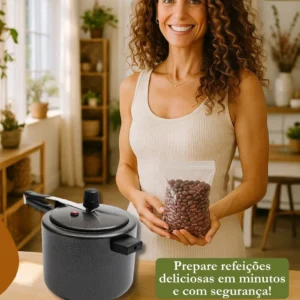 Panela de pressão 4,5 litros Alumínio Preta Segura Reforçada Cozimento Rápido Econômica Fechamento Interno - Imagem 7