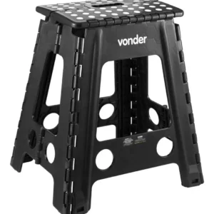 Banqueta Plástica Multiuso Dobrável 45cm 150kg Vonder Preto - Imagem 1