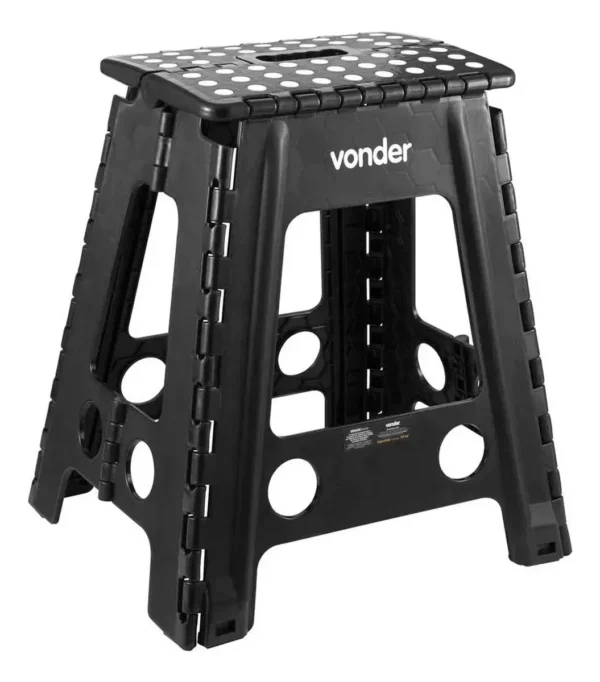 Banqueta Plástica Multiuso Dobrável 45cm 150kg Vonder Preto