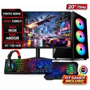 Pc Gamer Completo Core I7 16gb Ssd480g 4gb Vídeo Monitor 20 - Imagem 1
