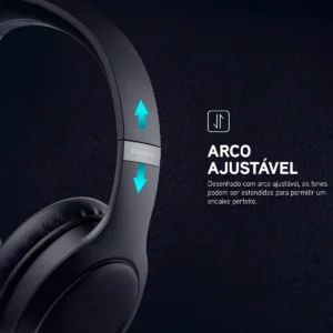 Fone De Ouvido Headphone Dapon H02D Bluetooth 5.1 Over-ear 22h Preto - Imagem 7