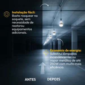 Kit 10 Lampadas Led Bulbo Hp 100w 6500k Branco Frio E27 - Imagem 5