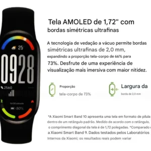 Smartband Mi Band 10 AMOLED 1.72" Preto c/ Detecção Natação Bateria 21 Dias - Imagem 4