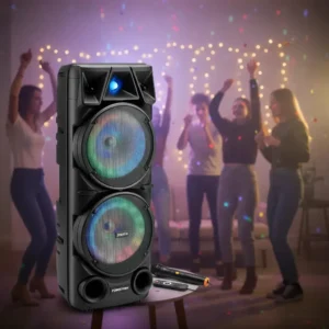Torre De Som Graves Potentes Bass Boost, Iluminação Colorida, Karaokê, Party Speaker Caixa De Som Amplificada Caixa De Som Bluetooth Usb Tf Mic Dc5v Aux Amplificador Duplo Com Tela De Exibição - Imagem 3
