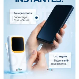 Power Bank 20.000mAh 22.5W Carga Rápida Com Display Digital Carregador Portátil Carga Rápida Premium Compatível Com Todos Os Celulares Iphone Android IOS apple xiaomi LG Samsung Motorola Davely - Imagem 6